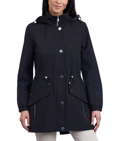London Fog Women's Water-resistant Hooded Anorak Coat In Black