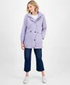London Fog Women's Water-resistant Hooded Anorak Coat In Purple