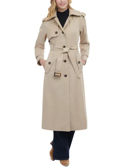 London Fog Womens Belted Polyester Trench Coat In White