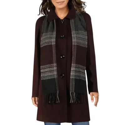 London Fog Womens Wool Blend Cold Weather Walker Coat In Brown
