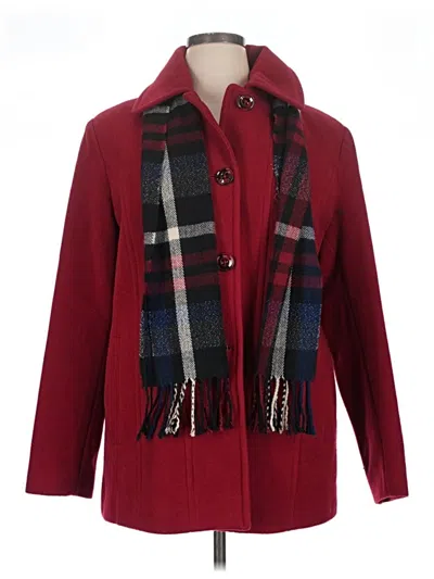 Pre-owned London Fog Wool Coat In Burgundy
