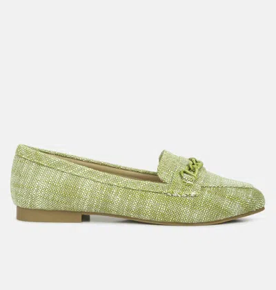 London Rag Abeera Chain Embellished Loafers In Green