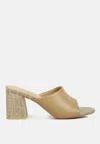 London Rag Addie Block Heel Slip On Sandals In Beige