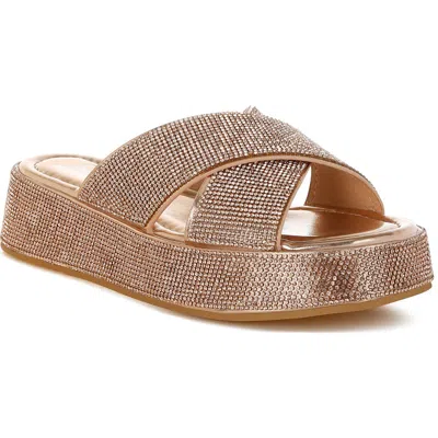 London Rag Adena Crystal Embellished Platform Sandal In Brown