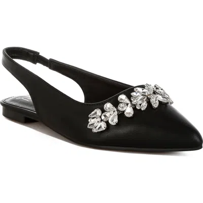 London Rag Adhara Rhinestone Embellished Slingback Flat In Black