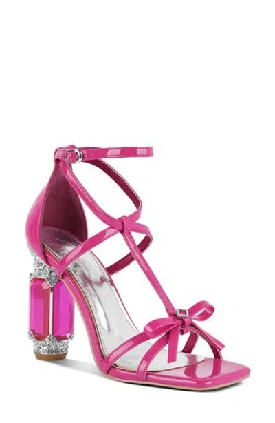 London Rag Affluence Crystal T-strap Sandal In Fuchsia
