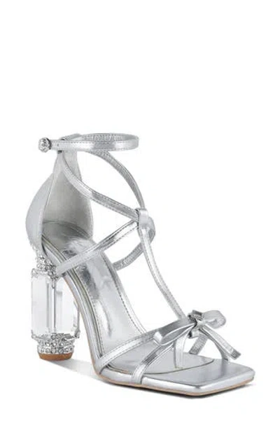 London Rag Affluence Crystal T-strap Sandal In Silver