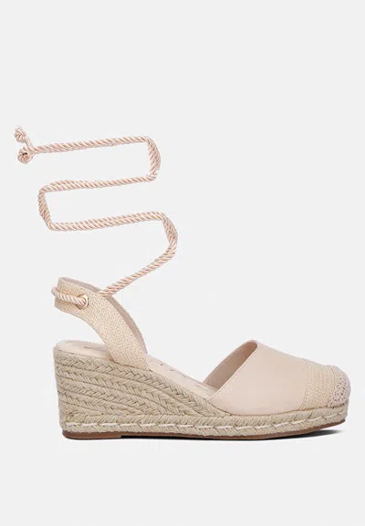London Rag Aiden Lace-up Crochet Espadrilles In Beige