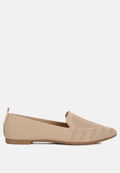 London Rag Akili Knit Textile Solid Flats In Beige