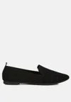 London Rag Akili Textured Knit Pointed Toe Flat In Black