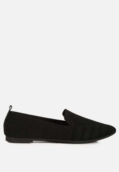 London Rag Akili Knit Textile Solid Flats In Black