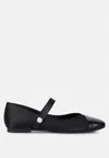 London Rag Albi Patent Toe Cap Satin Mary Jane Sandal In Black