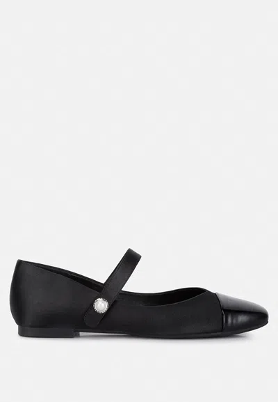 London Rag Albi Patent Toe Cap Satin Mary Jane Sandal In Black