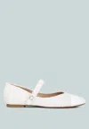 London Rag Albi Patent Toe Cap Tweed Mary Janes Sandal In White