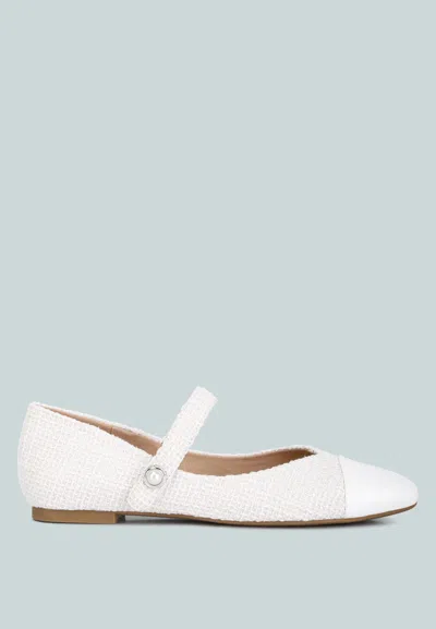 London Rag Albi Patent Toe Cap Tweed Mary Janes Sandal In White