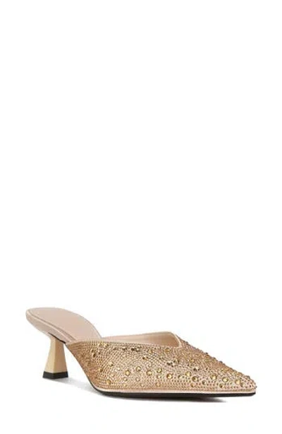 London Rag Aldora Rhinestone Kitten Heel Mule In Gold