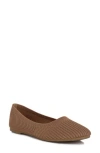 London Rag Ammie Ribbed Knit Ballet Flat In Brown
