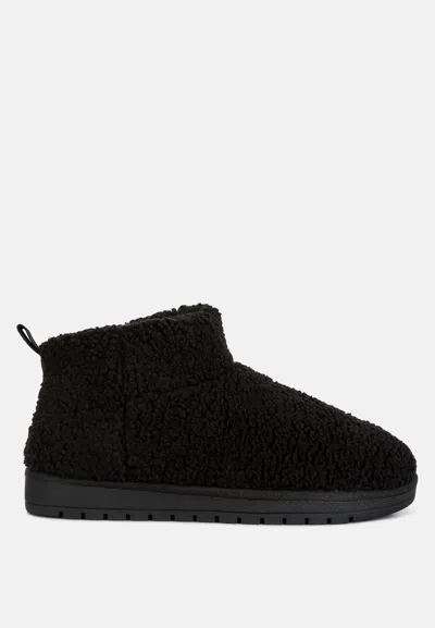 London Rag Anatole Fleece Exterior Fluffy Boots In Black