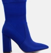 London Rag Ankle Lycra Block Heeled Boots In Blue