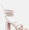London Rag Croma Metallic Block Heeled Lace Up Sandals In Gold