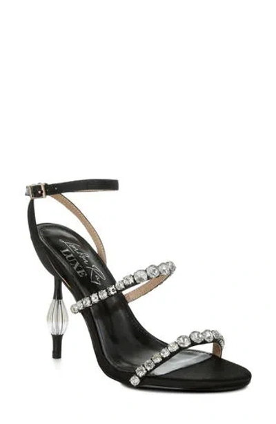 London Rag Aragon Crystal Embellished Ankle Strap Sandal In Black