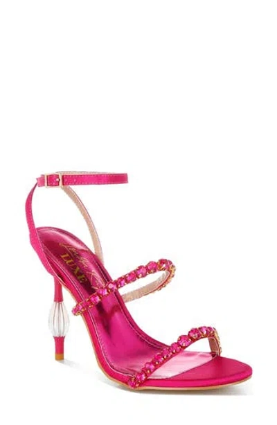 London Rag Aragon Crystal Embellished Ankle Strap Sandal In Fushia