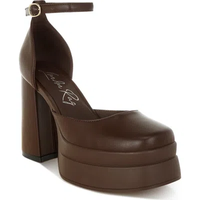 London Rag Araminta Block Heel Platform Pump In Blue