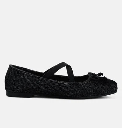 London Rag Arimer Criss Cross Strap Ballet Flats In Black