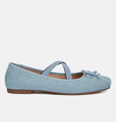 London Rag Arimer Criss Cross Strap Ballet Flats In Blue