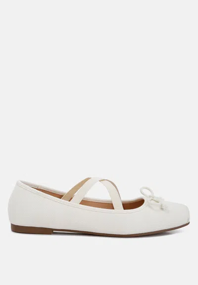 London Rag Arimer Criss Cross Strap Ballet Flats In White