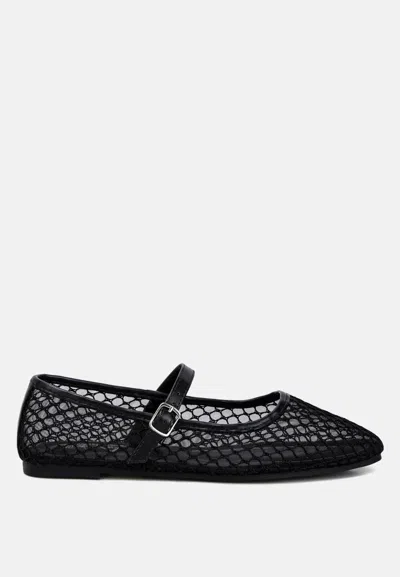 London Rag Averona Mesh Mary Jane Flats In Black