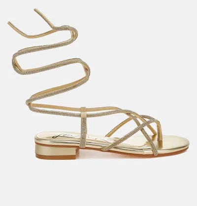 London Rag Babbity Rhinestone Embellished Lace-up Sandals In Gold