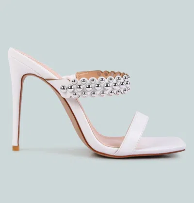 London Rag Bandy High Heel Metal Ball Sandals In White