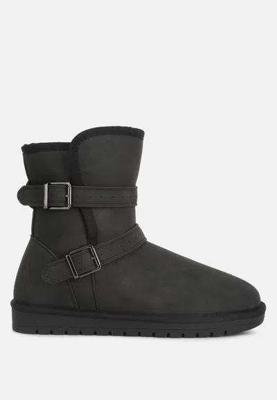 London Rag Basil Buckle Strap Detail Boots In Black