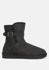 London Rag Basil Buckle Strap Detail Boots In Grey