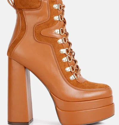 London Rag Beamer Faux Leather High Heeled Ankle Boots In Orange