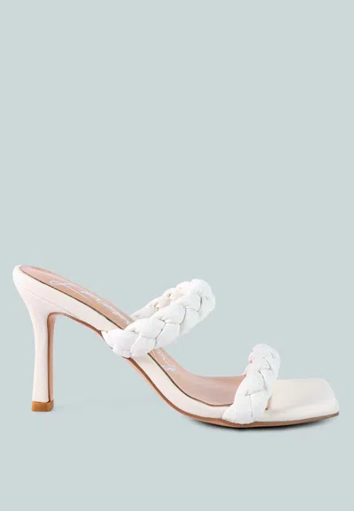 London Rag Beladona Braided Strap Mid Heel Sandal In White