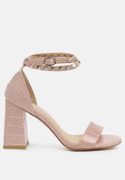 London Rag Belle Block Heeled Studded Sandals In Pink