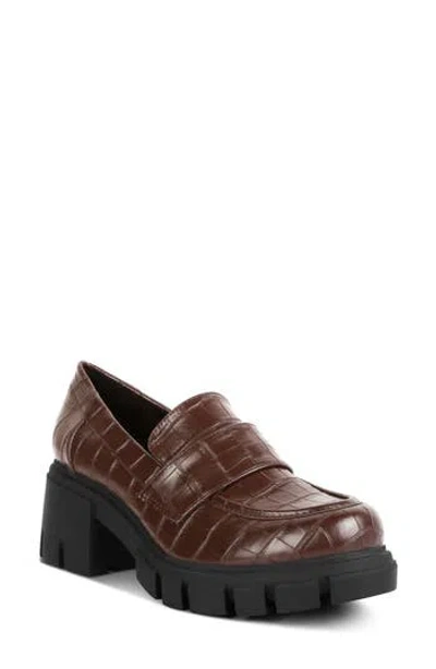 London Rag Benz Croc Embossed Loafer Pump In Brown