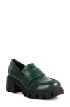 London Rag Benz Croc Embossed Loafer Pump In Dark Green