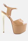 London Rag Bewitch Ultra High Heeled Ankle Strap Sandal In Beige
