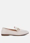 London Rag Bexley Horsebit Embellished Canvas Loafers In White