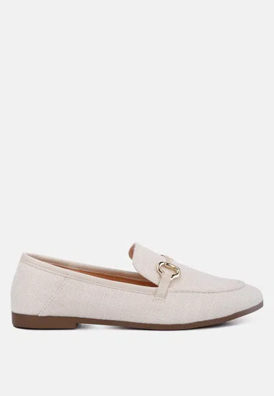 London Rag Bexley Horsebit Embellished Canvas Loafers In White