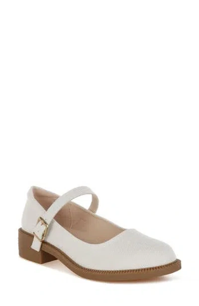 London Rag Bibeta Canvas Mary Jane Flat In Neutral