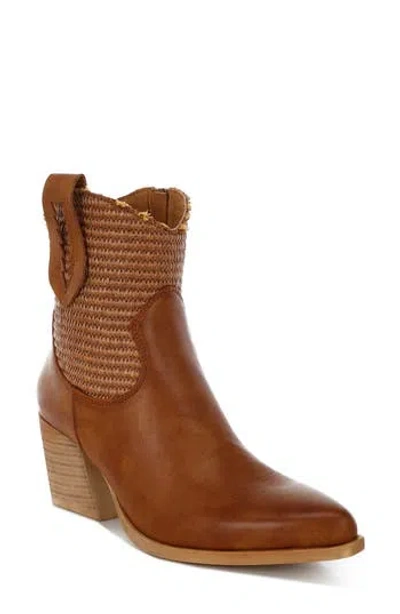 London Rag Big Mood Raffia Western Boot In Brown