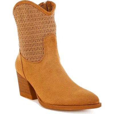 London Rag Bimmy Crochet Trim Western Bootie In Brown