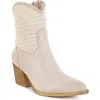 London Rag Bimmy Crochet Trim Western Bootie In Neutral