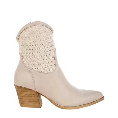 London Rag Bimmy Woven Pointy Western Boots Beige Sh5451 Women's In Neutral