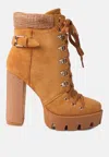 LONDON RAG BIRCH BLOCK HEELED ANKLE BOOTS