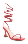 London Rag Biten Berry Spool Heeled Lace Up Sandal In Red